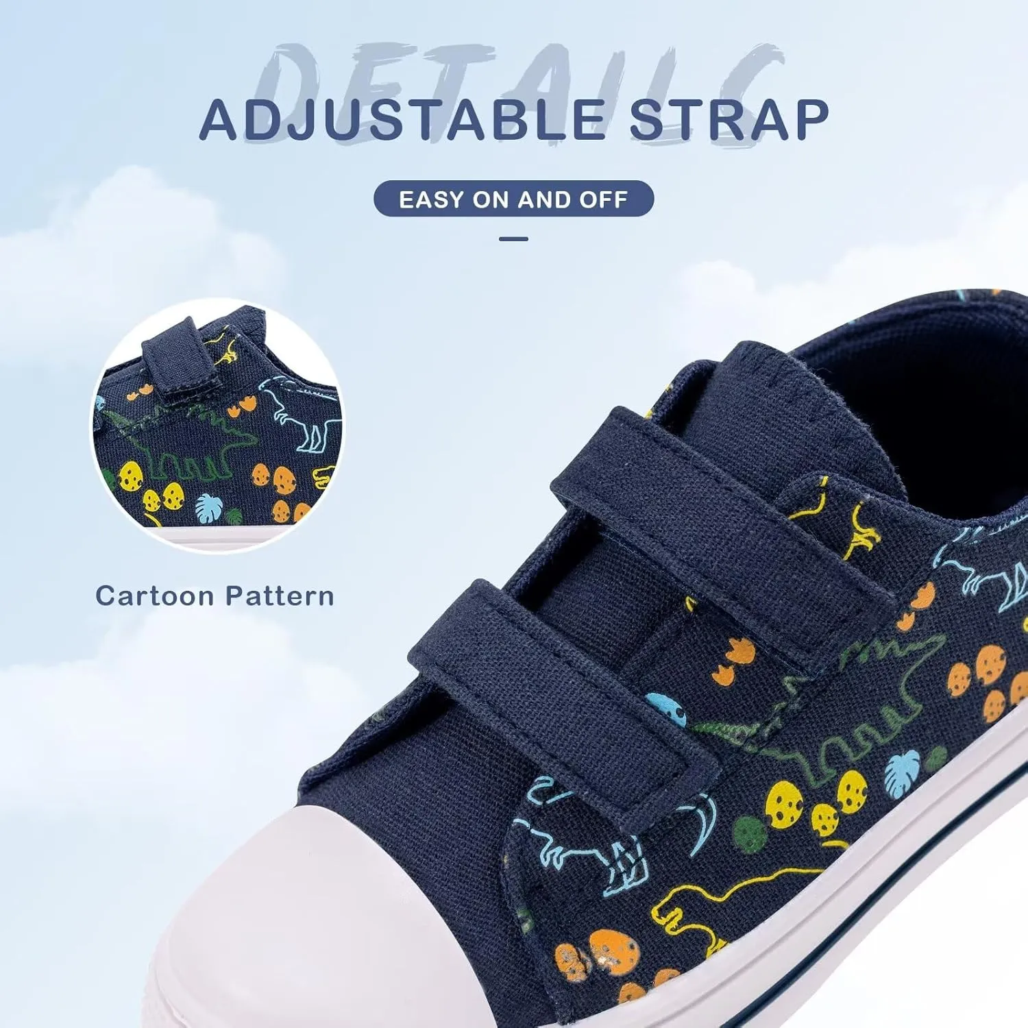 EUXTERPA Kids Toddler Sneakers Boys Girls Canvas Shoes Walking Sneaker with Easy Fasten Strap