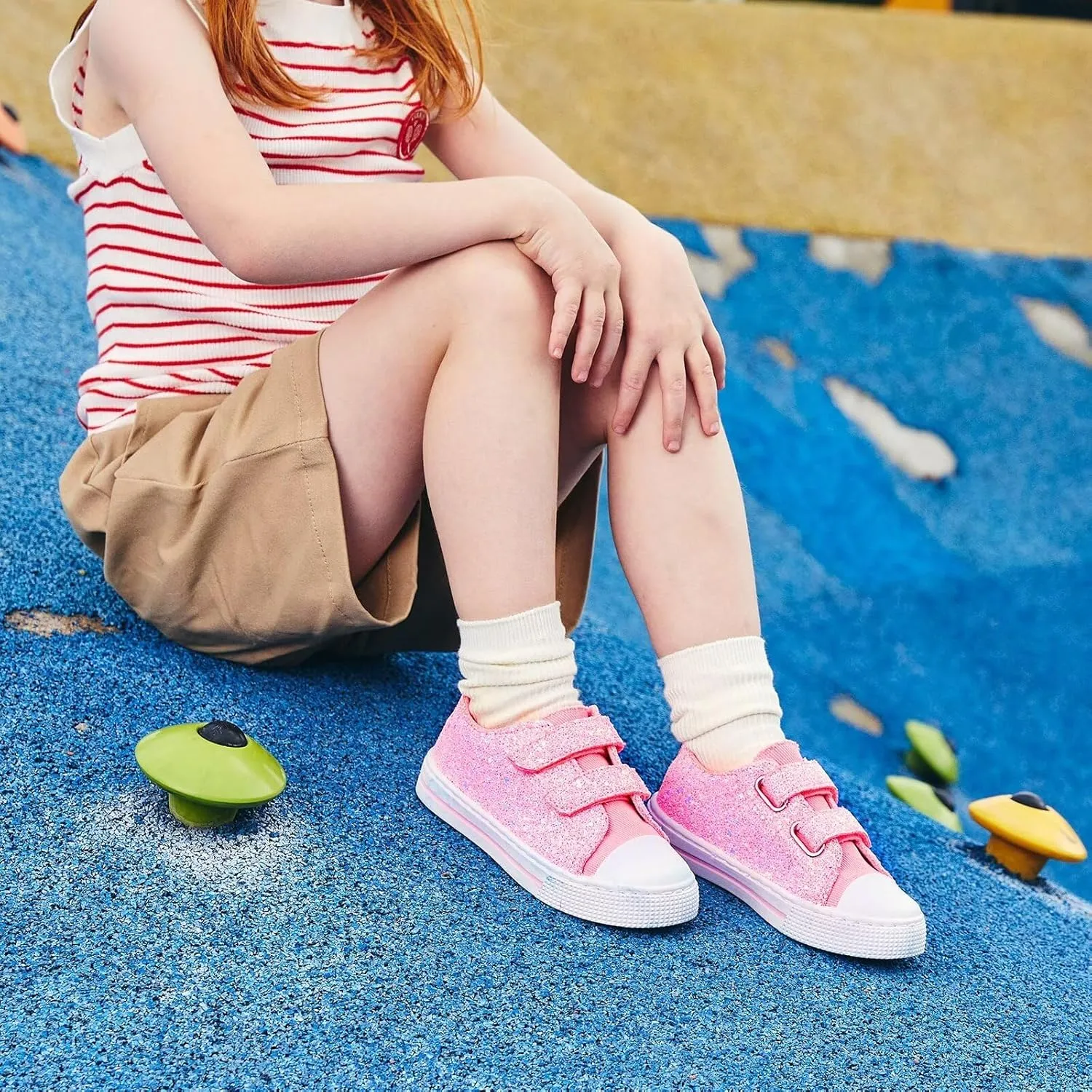 EUXTERPA Kids Toddler Sneakers Boys Girls Canvas Shoes Walking Sneaker with Easy Fasten Strap