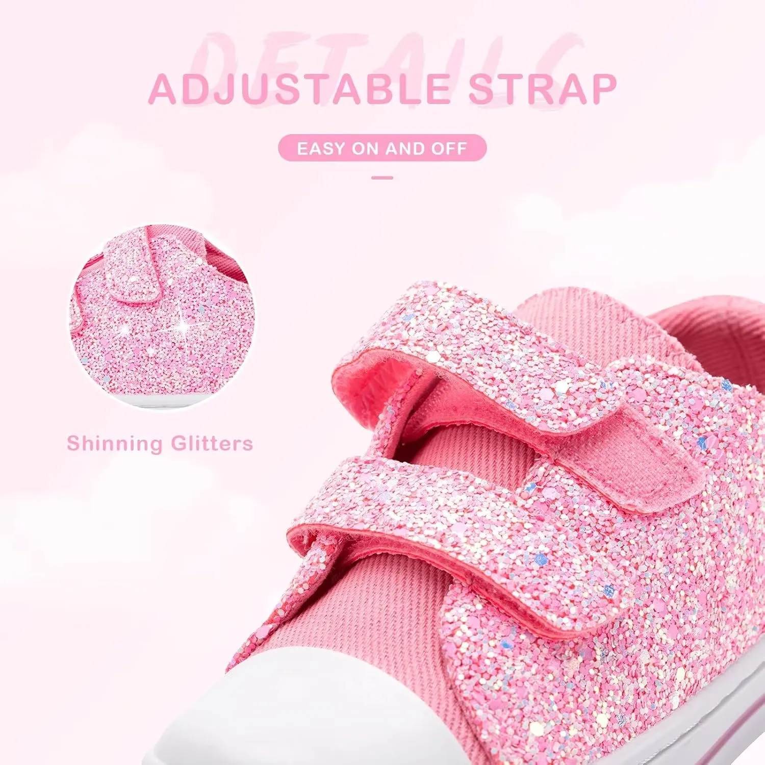 EUXTERPA Kids Toddler Sneakers Boys Girls Canvas Shoes Walking Sneaker with Easy Fasten Strap