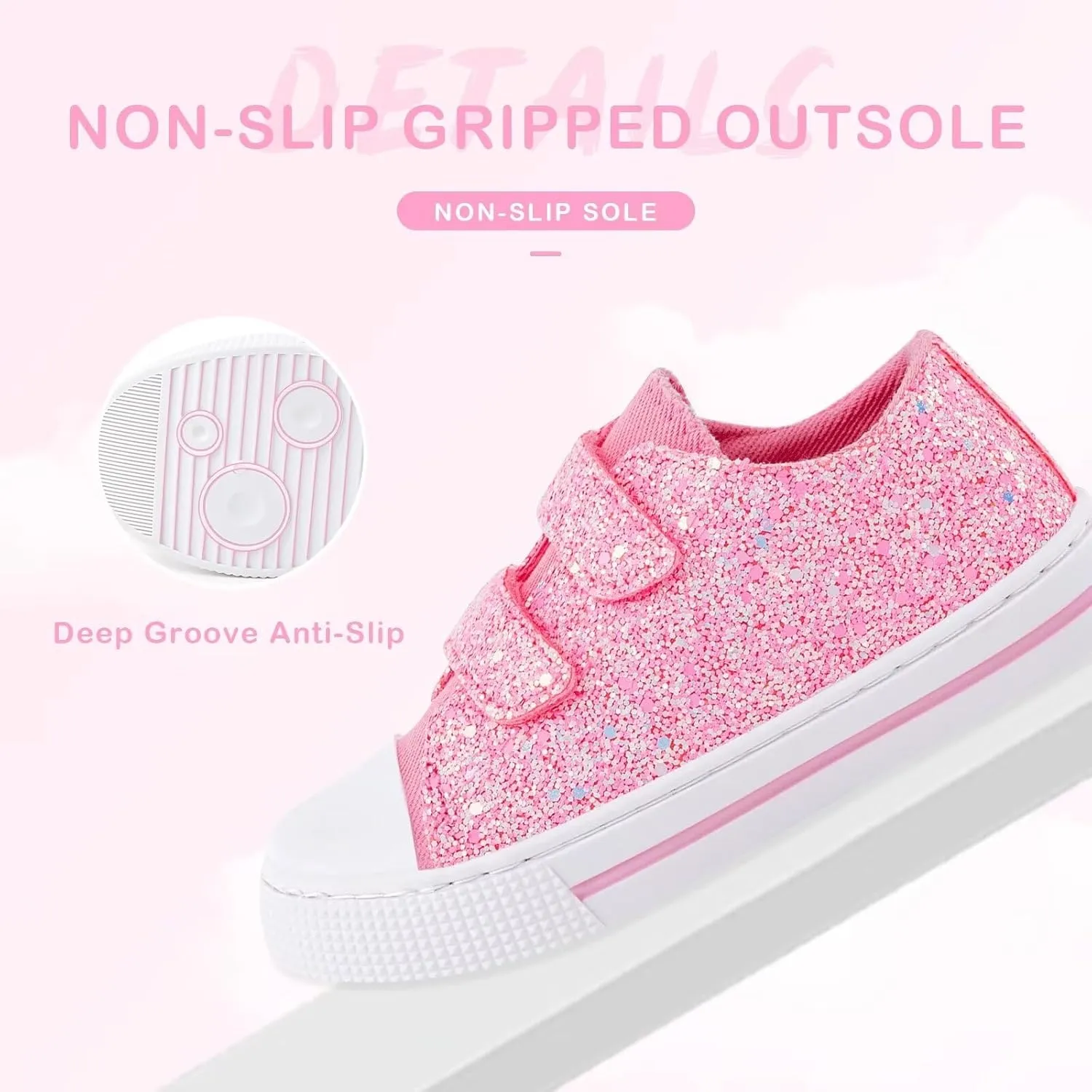 EUXTERPA Kids Toddler Sneakers Boys Girls Canvas Shoes Walking Sneaker with Easy Fasten Strap