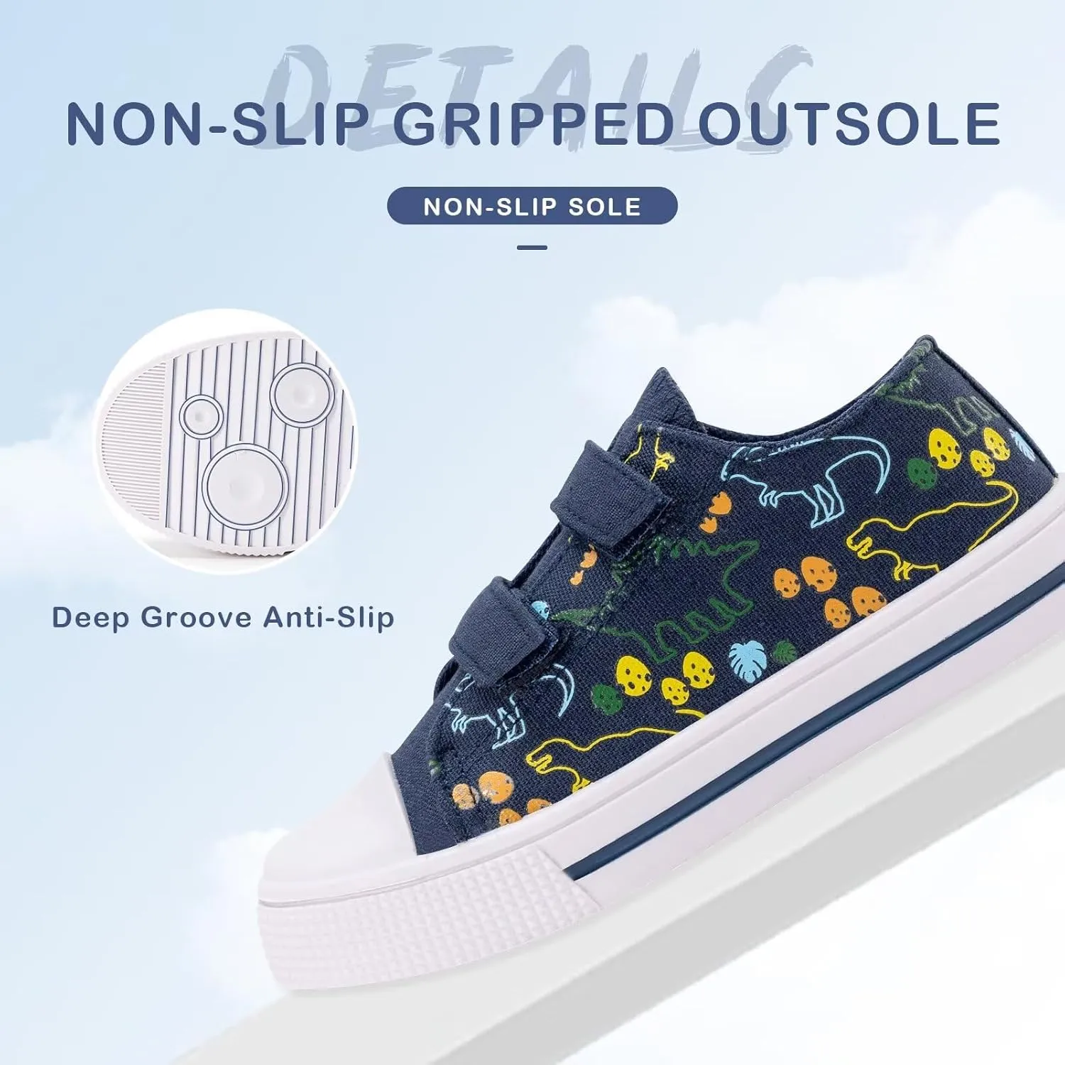 EUXTERPA Kids Toddler Sneakers Boys Girls Canvas Shoes Walking Sneaker with Easy Fasten Strap