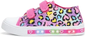 EUXTERPA Toddler Light Up Sneakers Kids Casual Canvas Shoes with Adjustable Strap for Girls Boys