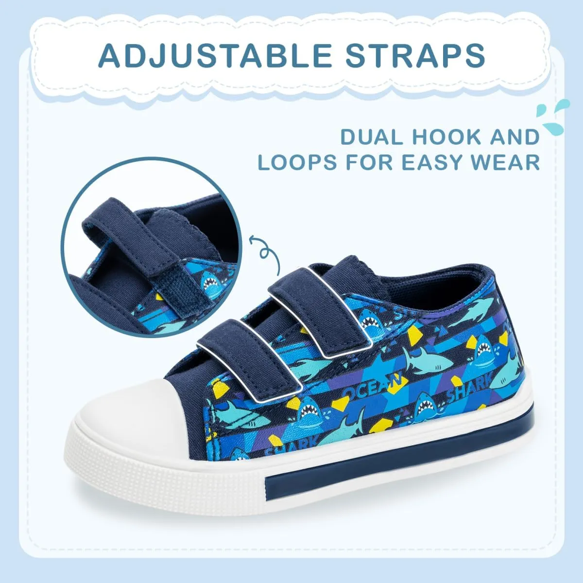 EUXTERPA Toddler Light Up Sneakers Kids Casual Canvas Shoes with Adjustable Strap for Girls Boys