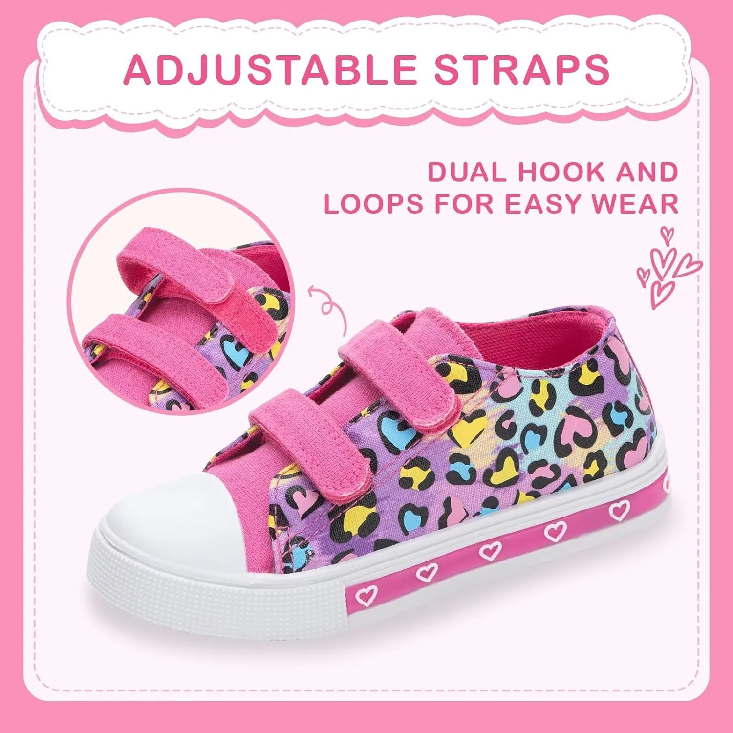 EUXTERPA Toddler Light Up Sneakers Kids Casual Canvas Shoes with Adjustable Strap for Girls Boys
