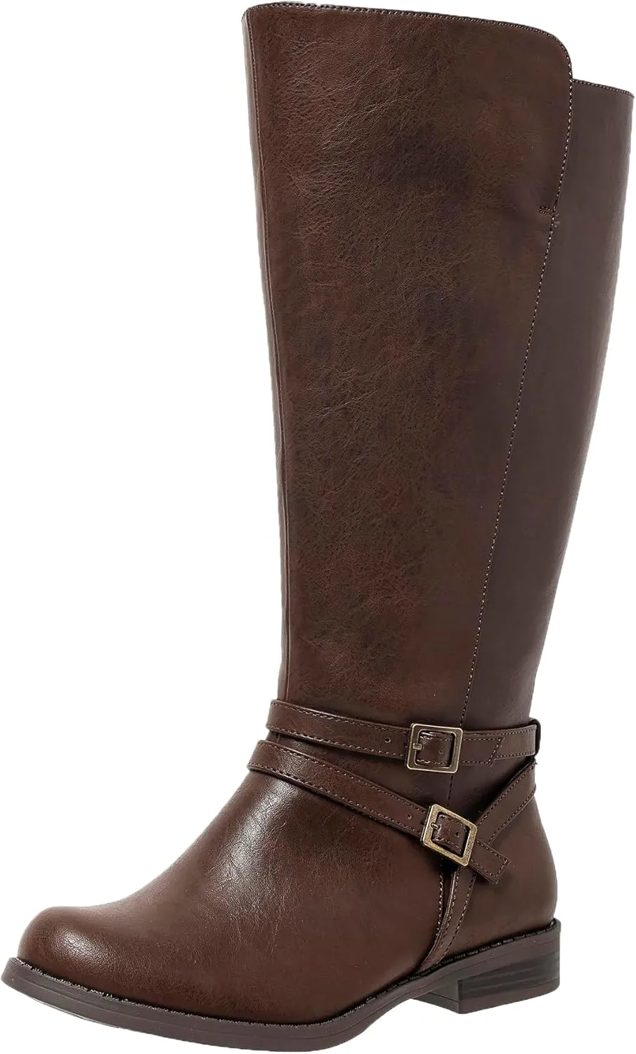 Extra Wide Calf Knee High Boots for Women, Flat Low Heel Side Zipper Tall Riding Boots Plus Size