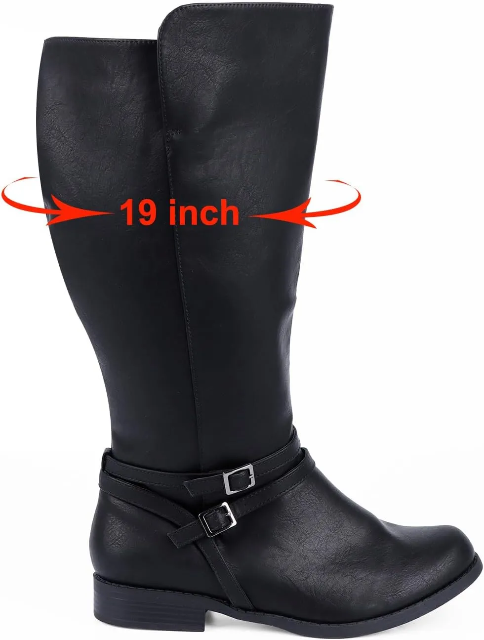 Extra Wide Calf Knee High Boots for Women, Flat Low Heel Side Zipper Tall Riding Boots Plus Size