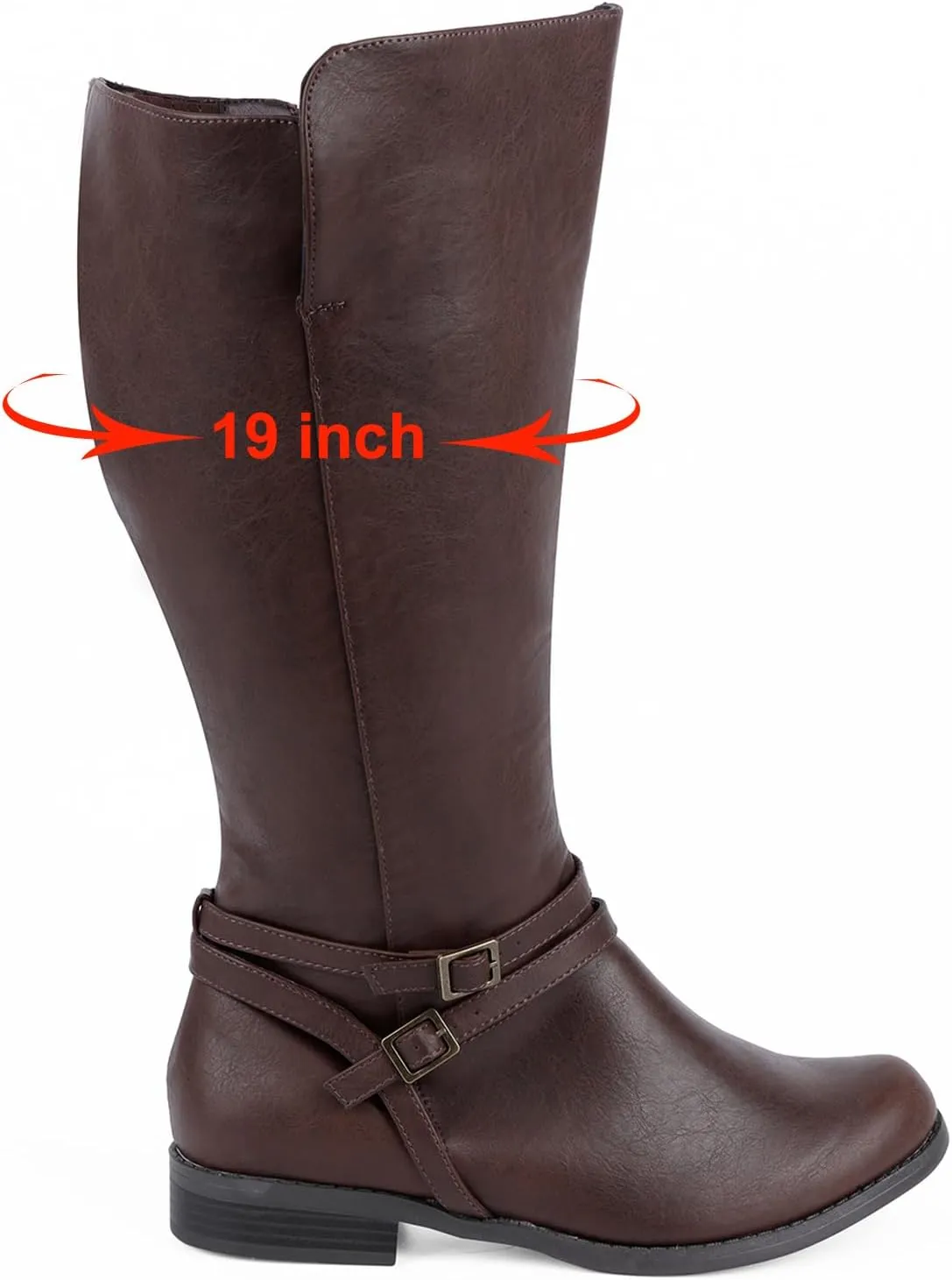 Extra Wide Calf Knee High Boots for Women, Flat Low Heel Side Zipper Tall Riding Boots Plus Size
