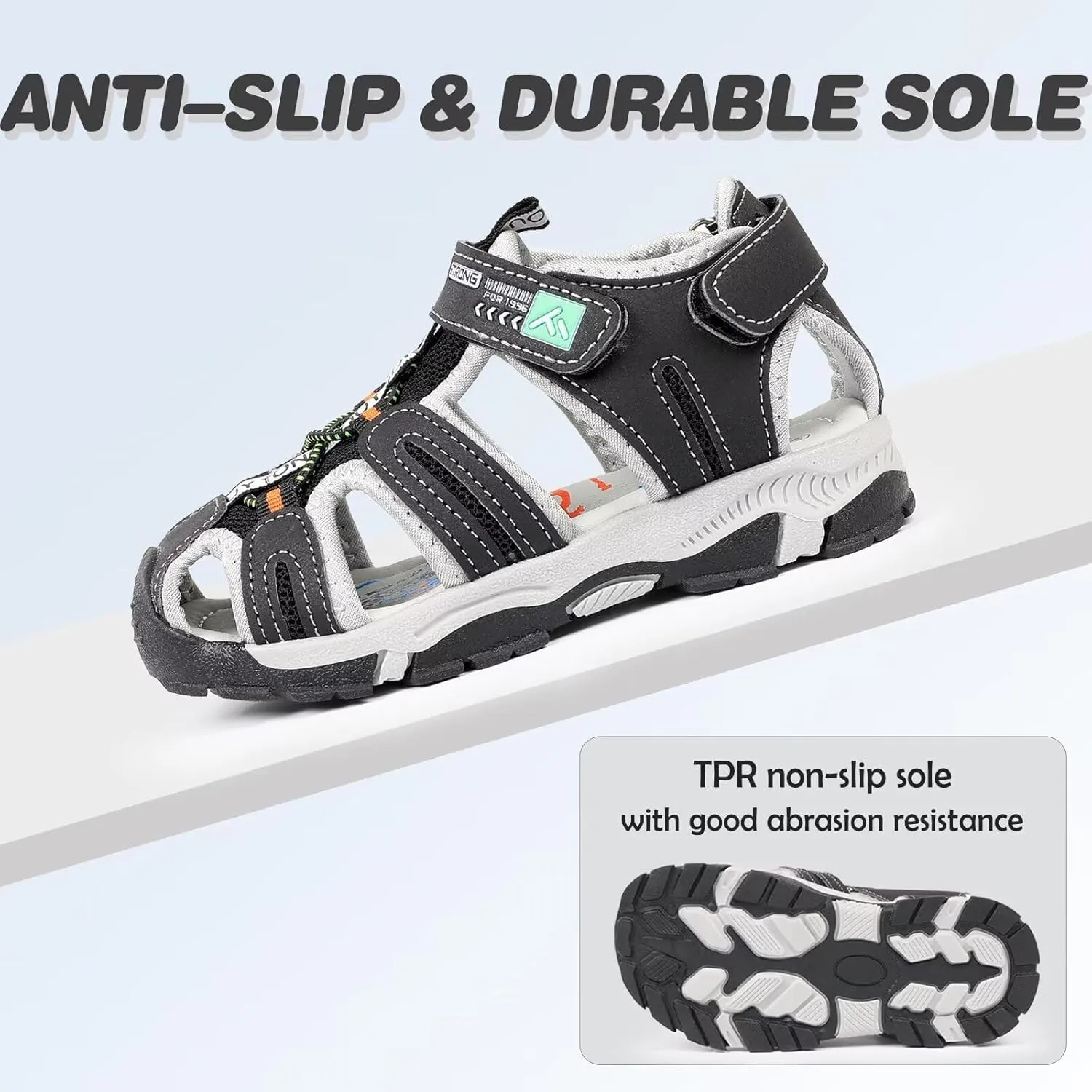 FANTURE Kids Athletic Sandals Closed Toe Lightweight Boys Girls Outdoor Summer Sports Shoes