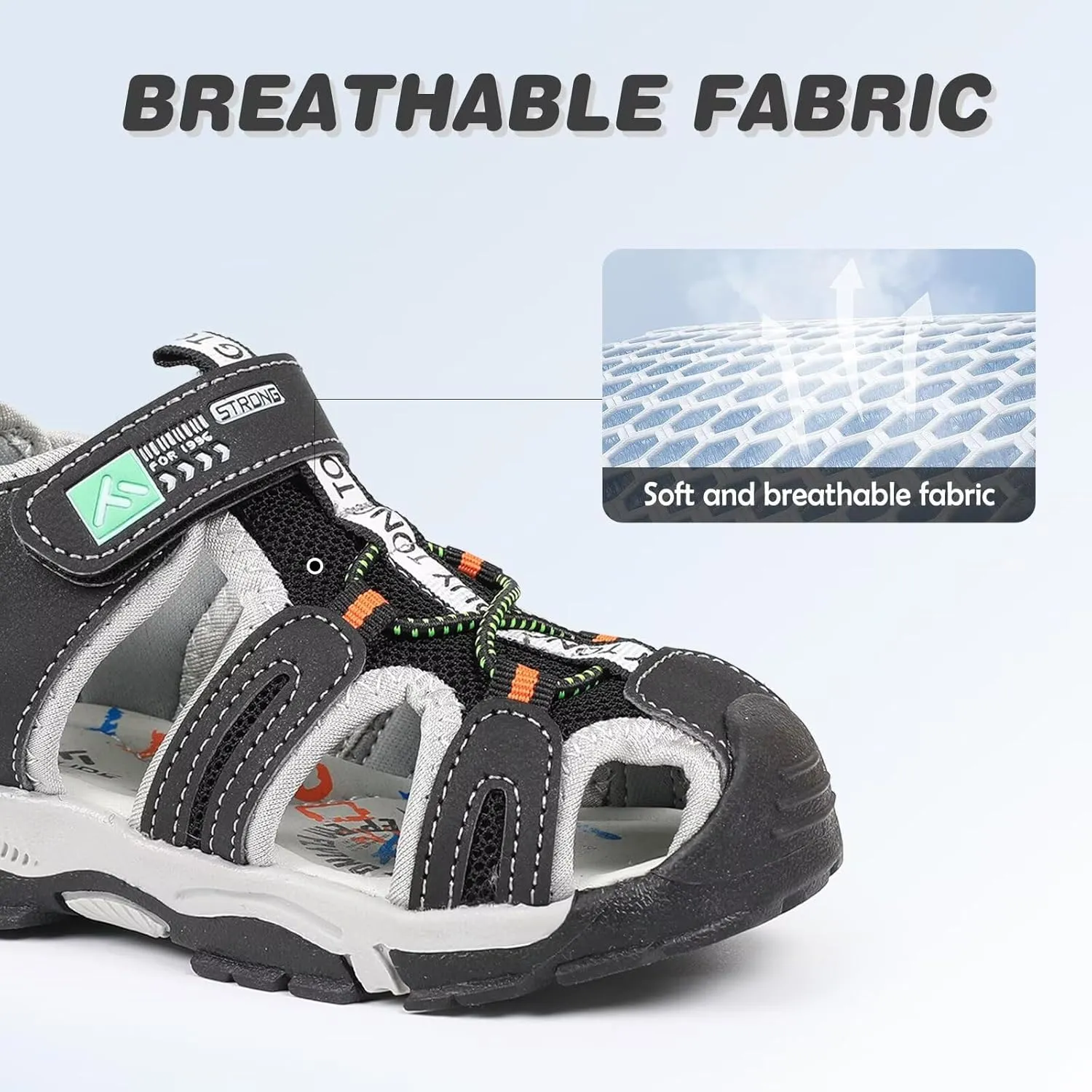 FANTURE Kids Athletic Sandals Closed Toe Lightweight Boys Girls Outdoor Summer Sports Shoes