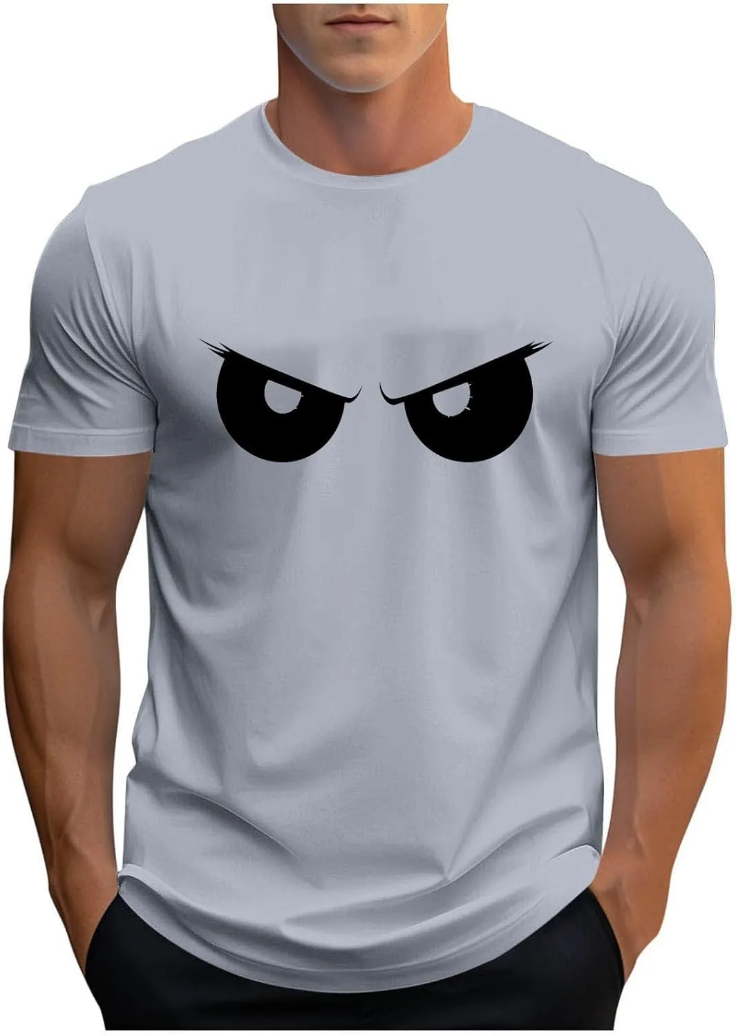 Fashion Cool Man Printed Tees for Men Short Sleeve Round Neck Slimming Shirt Casual Lightweight Shapewear Outdoor
