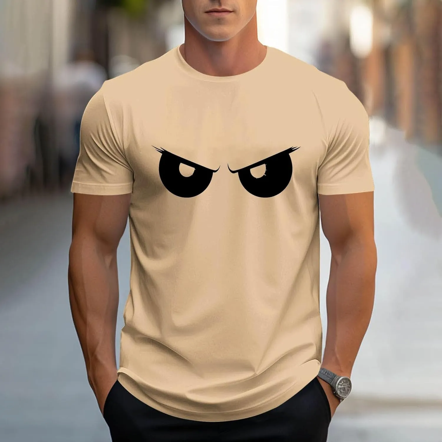 Fashion Cool Man Printed Tees for Men Short Sleeve Round Neck Slimming Shirt Casual Lightweight Shapewear Outdoor