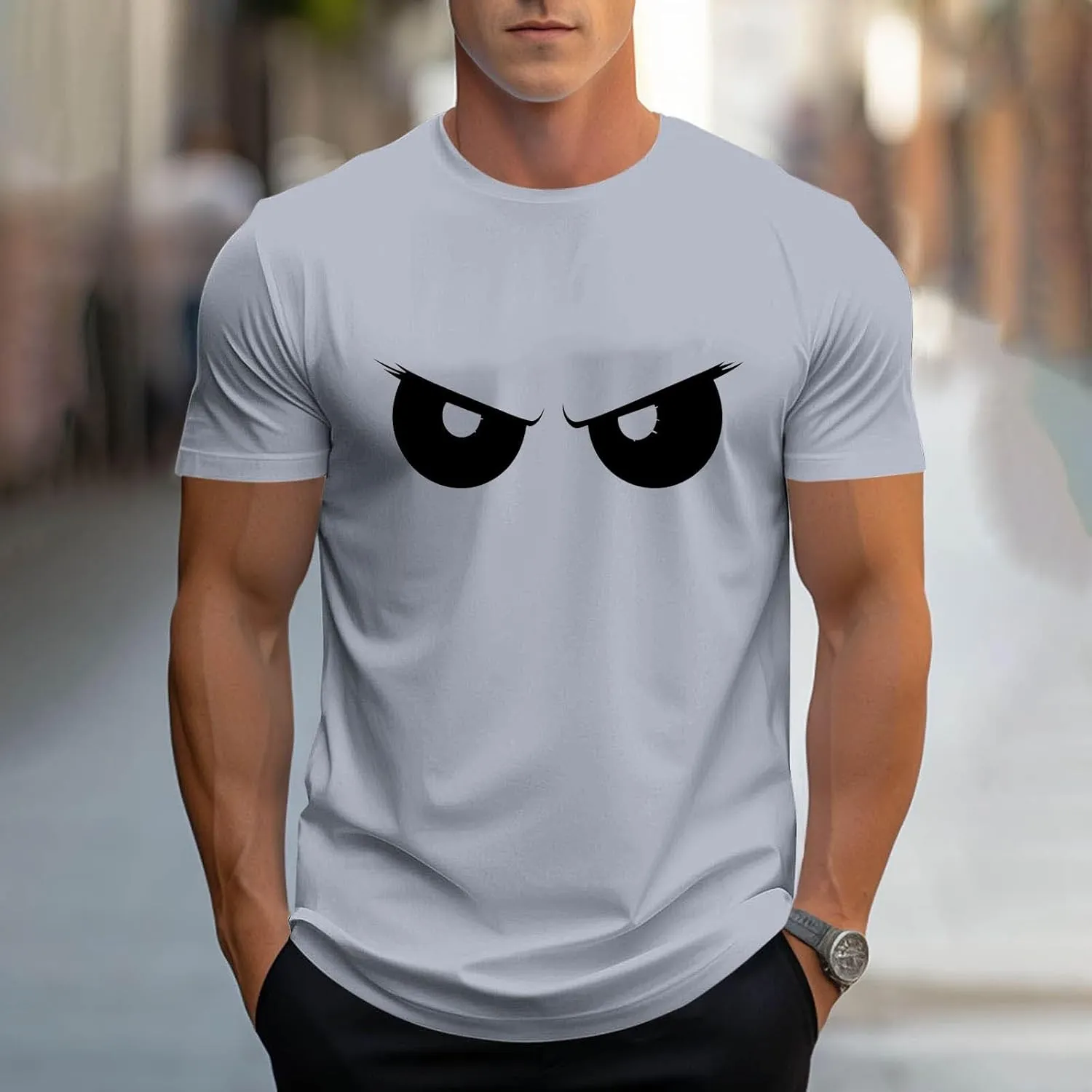 Fashion Cool Man Printed Tees for Men Short Sleeve Round Neck Slimming Shirt Casual Lightweight Shapewear Outdoor
