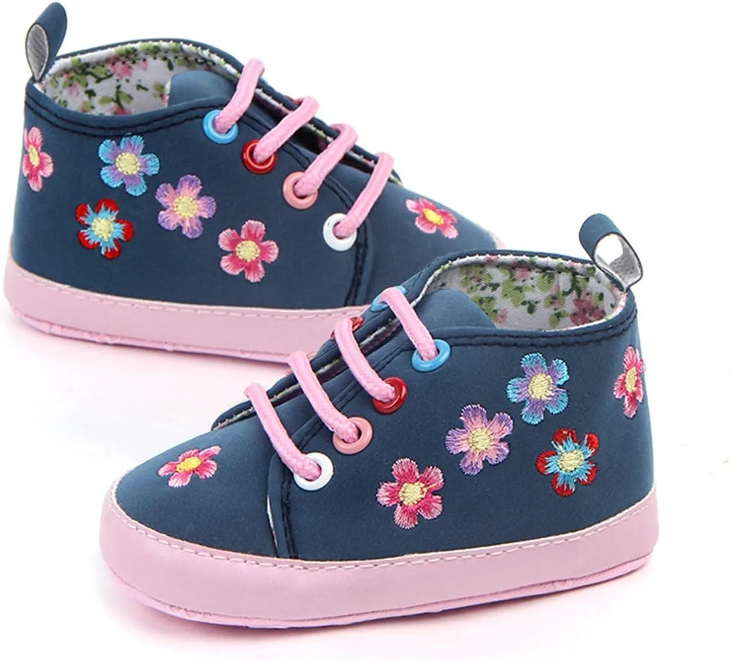 Fashion Kids High Top Sneakers Boys Girls Flower Print Soft Soled First Walking Shoes Crib Shoes Slip On Shoes