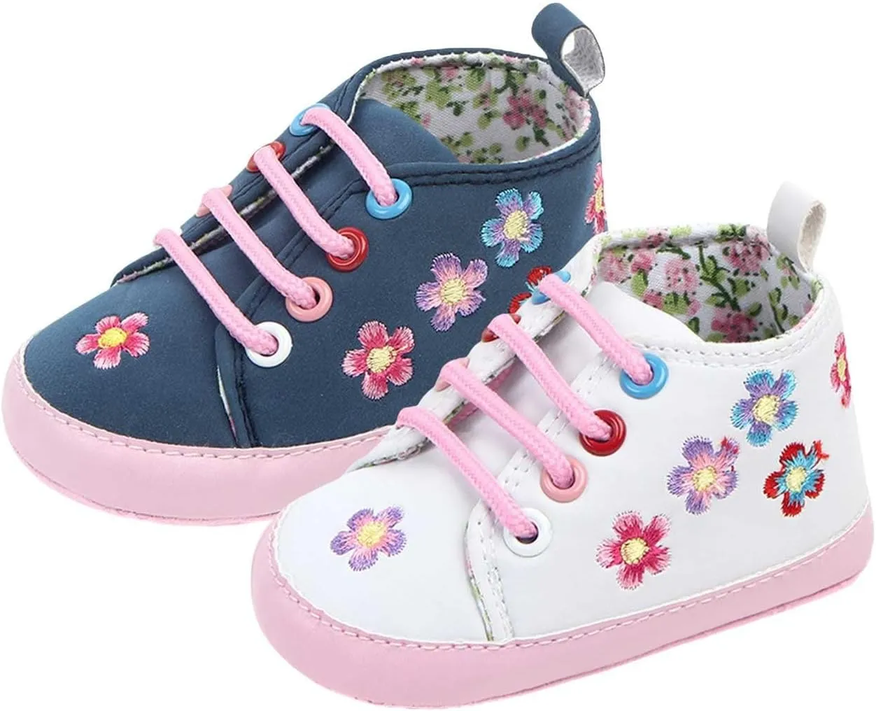 Fashion Kids High Top Sneakers Boys Girls Flower Print Soft Soled First Walking Shoes Crib Shoes Slip On Shoes