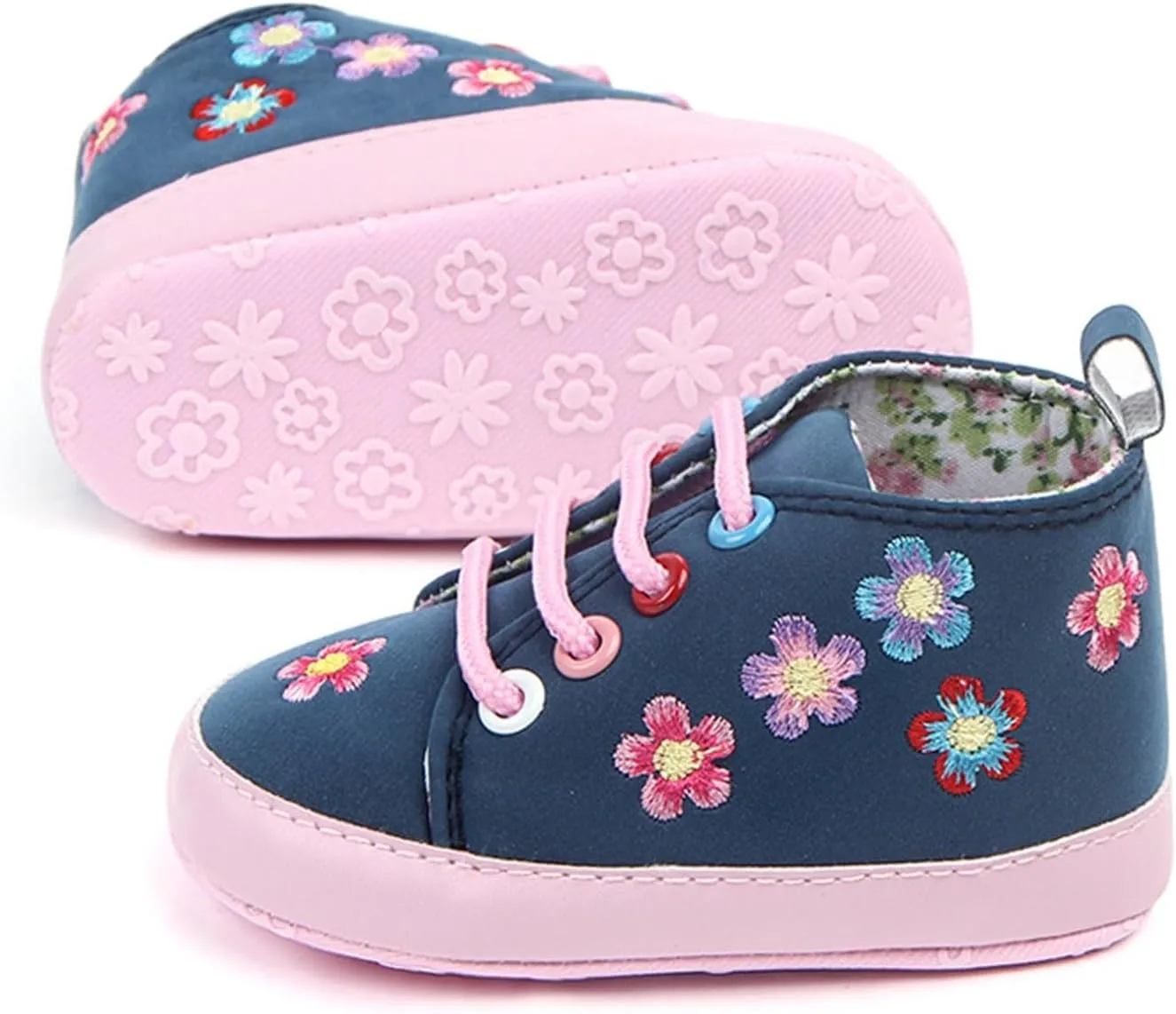 Fashion Kids High Top Sneakers Boys Girls Flower Print Soft Soled First Walking Shoes Crib Shoes Slip On Shoes