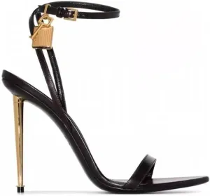 Fashion Pointed Toe Strap Stiletto High Heels Open Toe Large Size Women's Metal Lock Summer Sandals