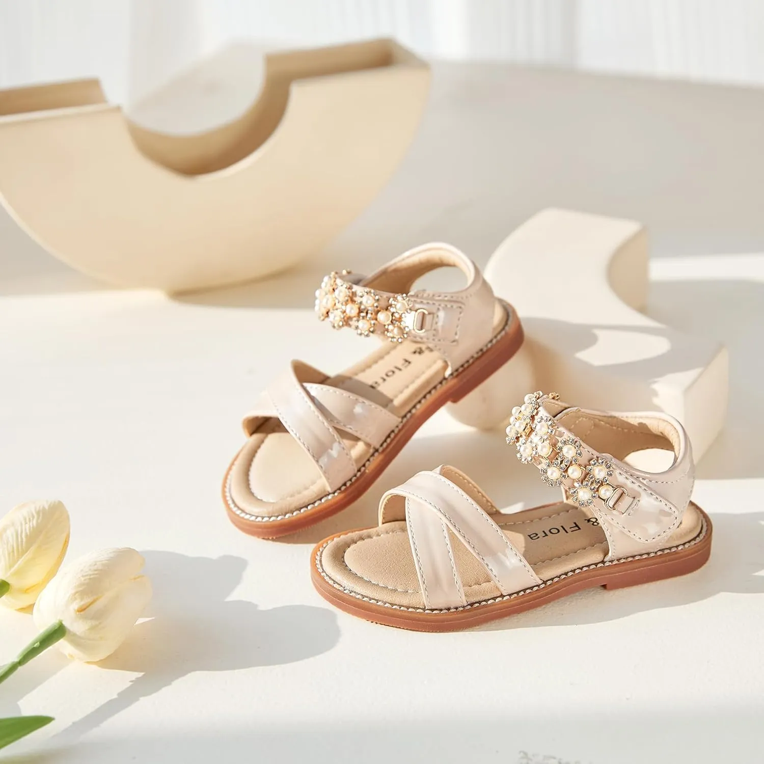 Felix & Flora Toddler Girls Sandals Soft Rubber Flats Summer Baby Flower Girl Shoes.