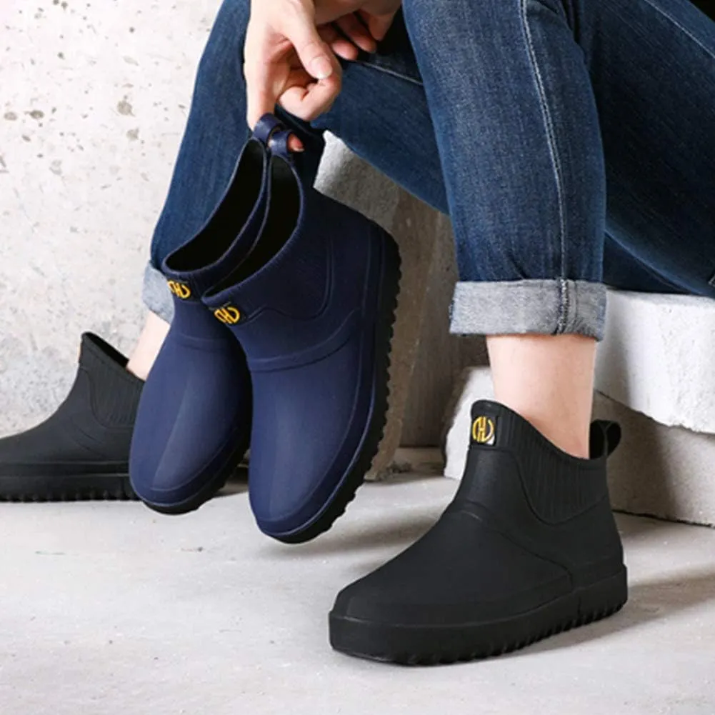 fereshte Men's Ankle Rain Boots Waterproof PVC Short Rubber Garden Boots