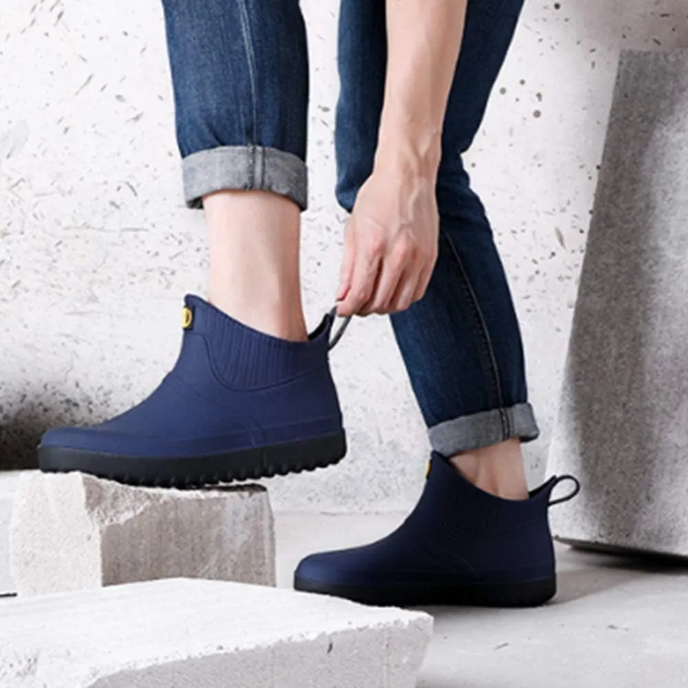 fereshte Men's Ankle Rain Boots Waterproof PVC Short Rubber Garden Boots