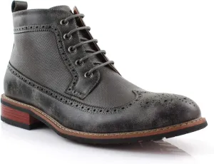 Ferro Aldo Gideon MFA806087 Men's Wing-Tip Plaid Dress Boots
