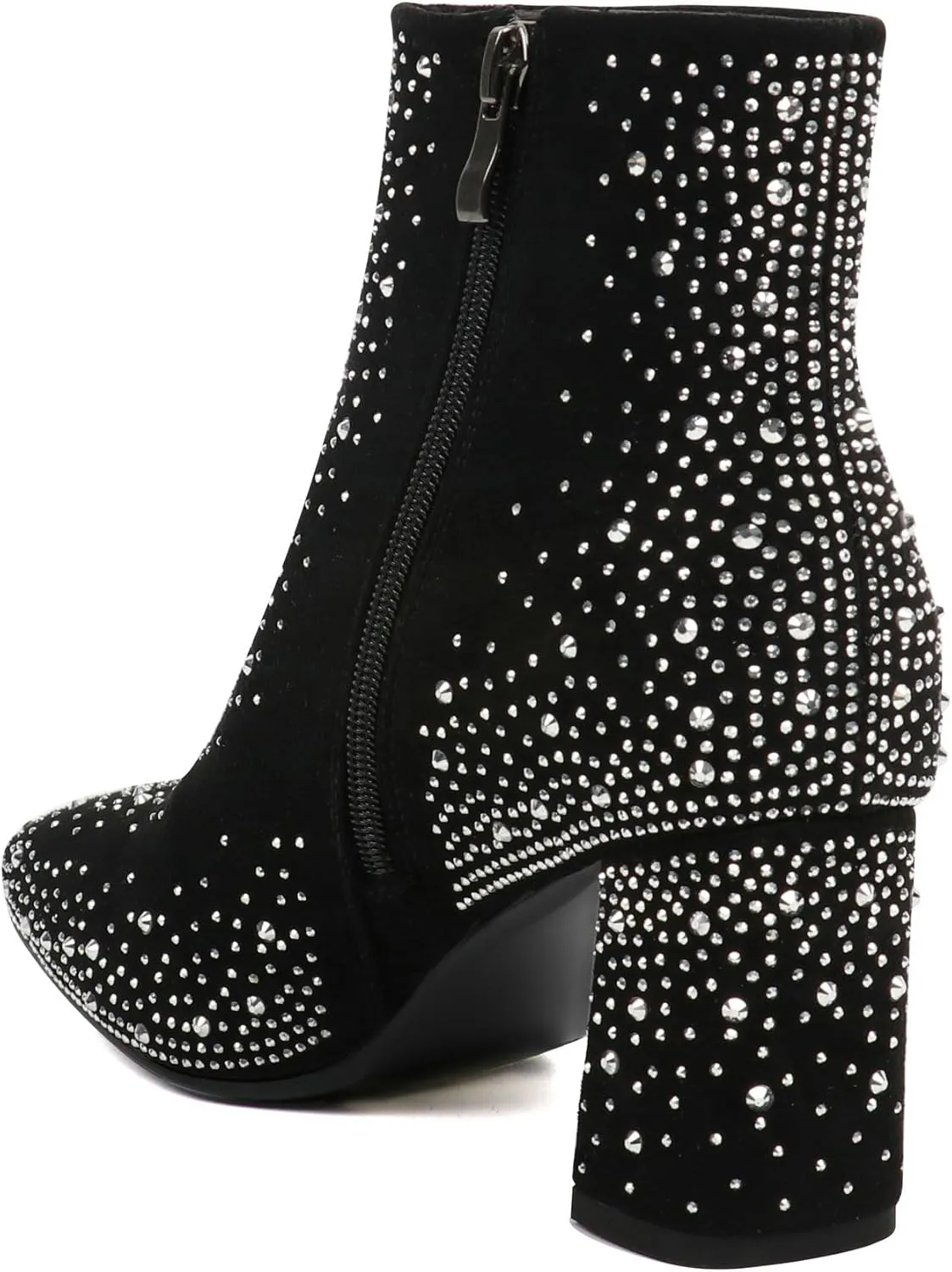 FIFSY Women Sparkly Ankle Boots Sequin Glitter Booties Chunky High Heels