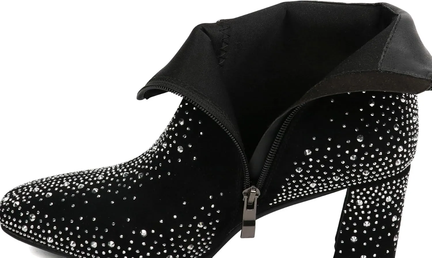 FIFSY Women Sparkly Ankle Boots Sequin Glitter Booties Chunky High Heels
