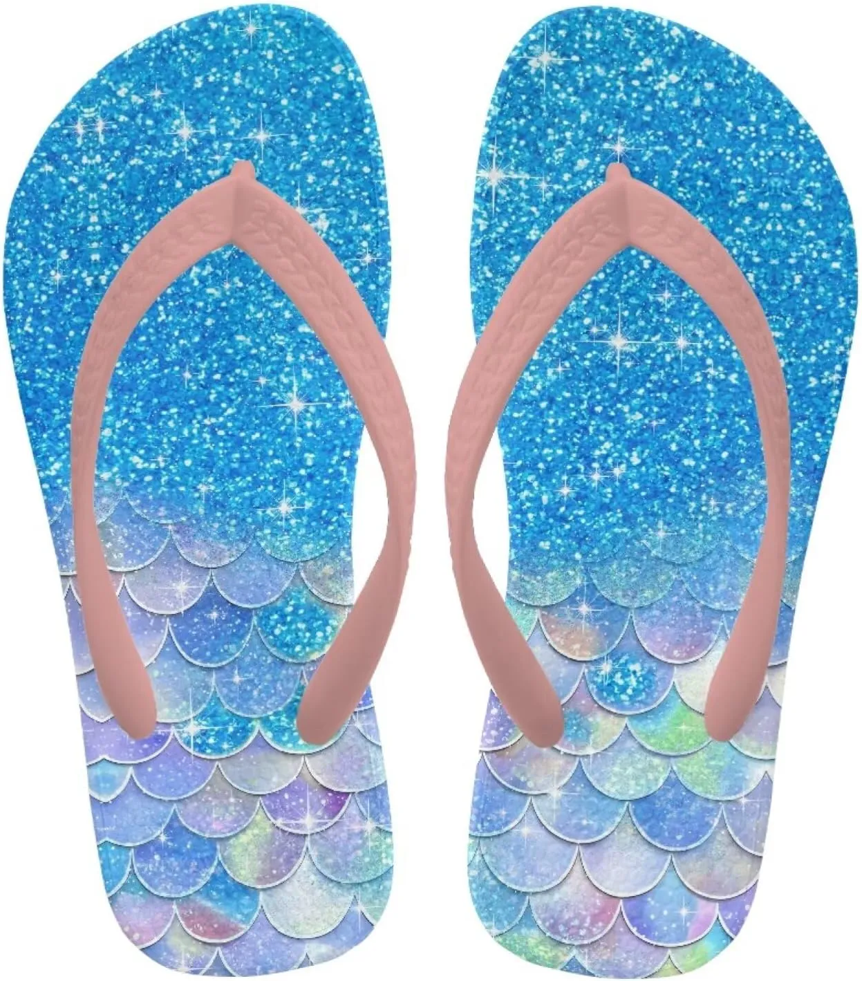 Fish Scales Print Kids Sandals Flip Flops Girls Beach Shoes With Soft Footbed Non Slip Slippers Lightweight
