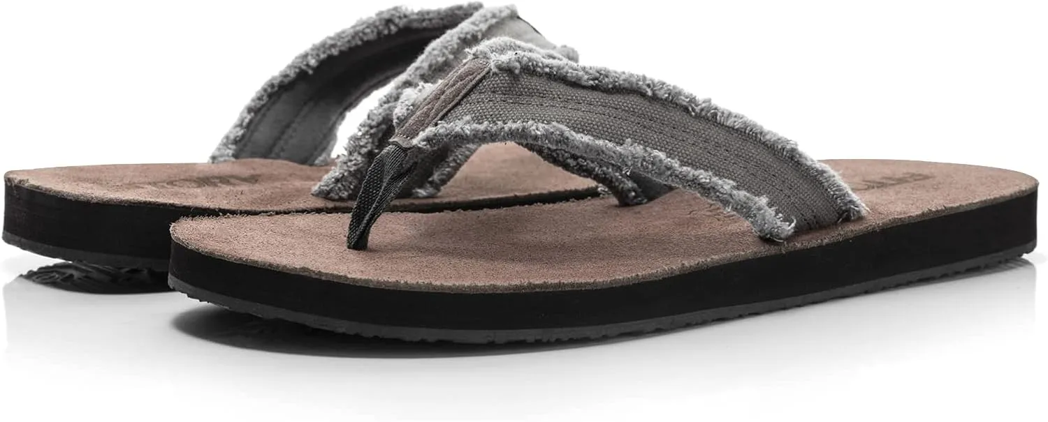 FITORY Mens Leather Flip Flops, Thong Sandals Comfort Slippers for Beach