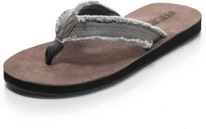 FITORY Mens Leather Flip Flops, Thong Sandals Comfort Slippers for Beach
