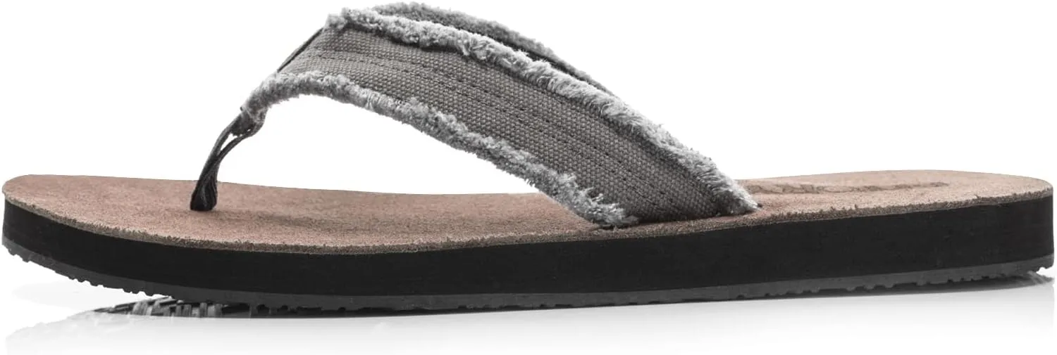 FITORY Mens Leather Flip Flops, Thong Sandals Comfort Slippers for Beach
