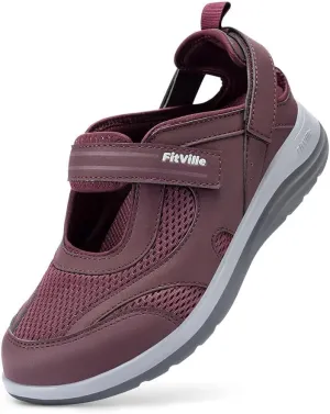 FitVille Diabetic Shoes for Women Extra Wide Width Diabetic Womens Sandals, Walking Shoes with Adjustable Closures Arch Support, Orthopedic Sandals for Flat Feet Heel Pain Relief,Plantar Fasciitis