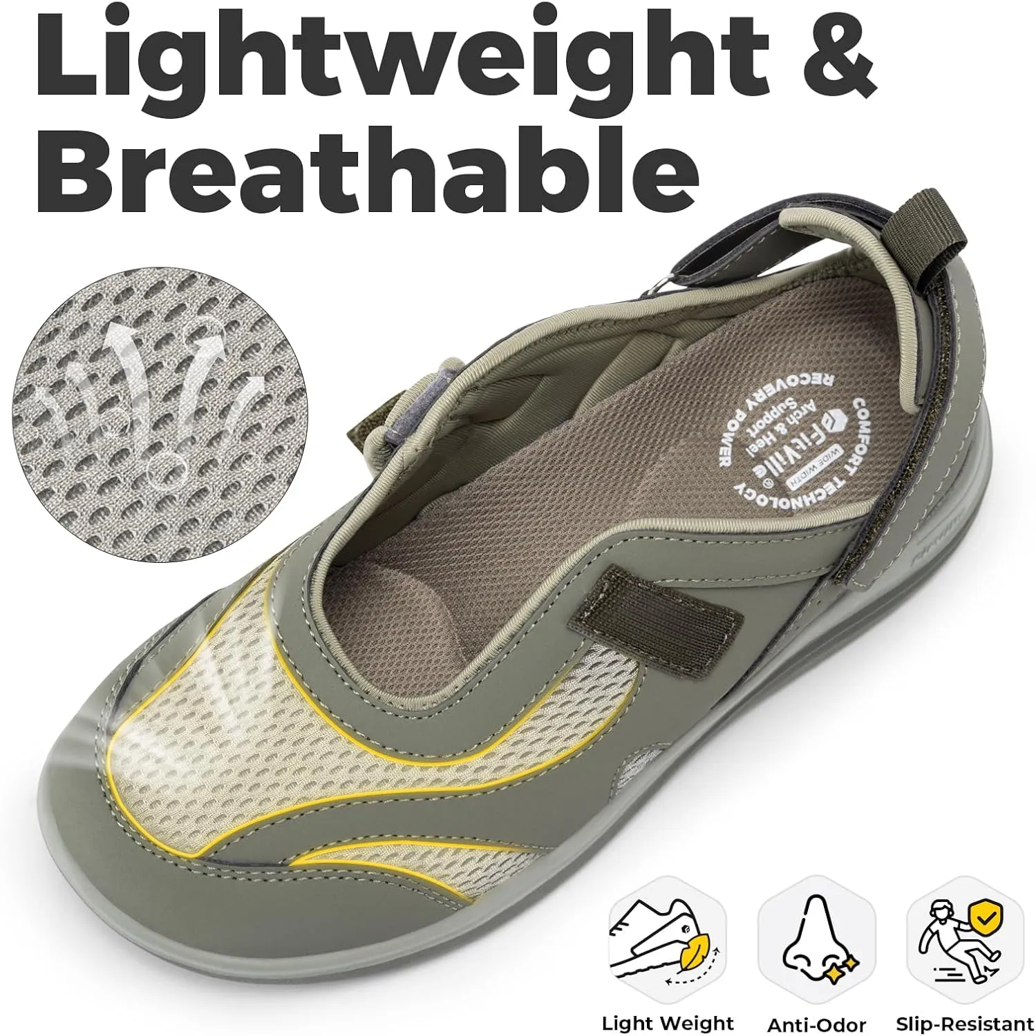 FitVille Diabetic Shoes for Women Extra Wide Width Diabetic Womens Sandals, Walking Shoes with Adjustable Closures Arch Support, Orthopedic Sandals for Flat Feet Heel Pain Relief,Plantar Fasciitis