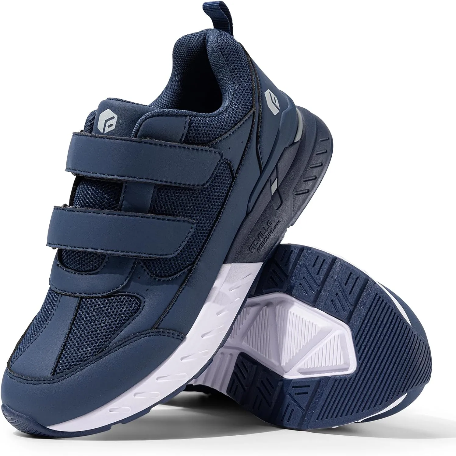 FitVille Extra Wide Walking Shoes for Men Wide Width, Hook and Loop Orthopedic Sneakers for Swollen Feet Neuropathy - Rebound Core V8