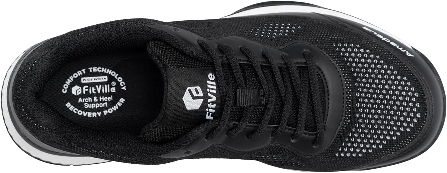 FitVille Wide Pickleball Shoes for Women Tennis Court Shoes Sneakers for Court Racquetball Athletic Shoes | Racquet Sport | Arch Support & Wide Toe Box