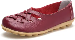 Flat Loafer Shoes for Women Wide Width Round Toe Hollow Soft Flats Sandals Comfortable Summer Casual Slip-On Walking Moccasins Shoes Breathable Lightweight Nurse Driving Soft Soles Fashion Loafers