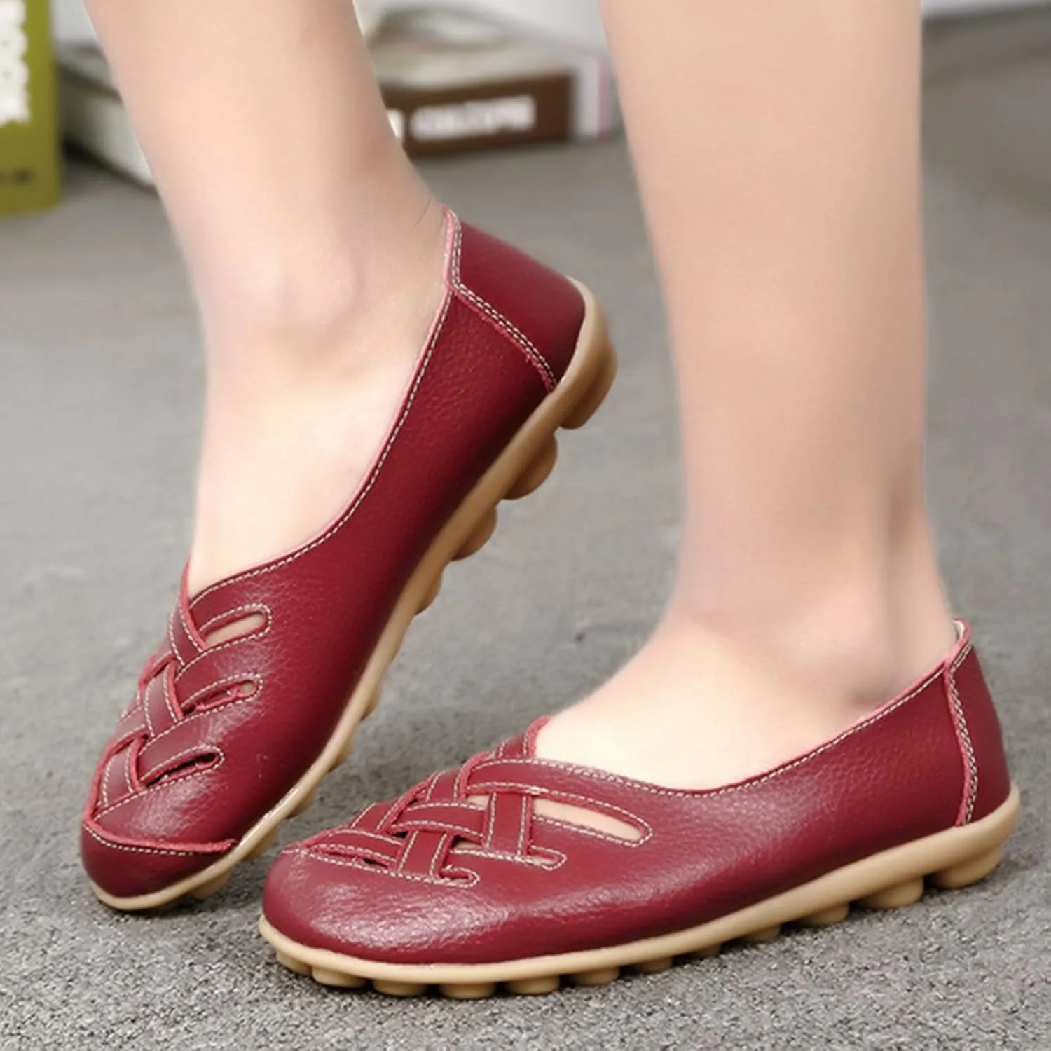 Flat Loafer Shoes for Women Wide Width Round Toe Hollow Soft Flats Sandals Comfortable Summer Casual Slip-On Walking Moccasins Shoes Breathable Lightweight Nurse Driving Soft Soles Fashion Loafers