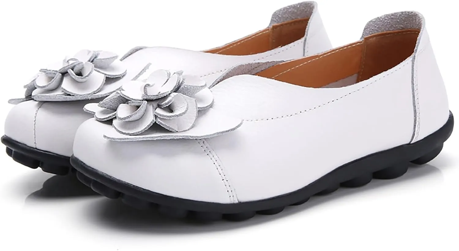 Flat Loafers for Women Comfortable Slip on Round Toe Slingback Soft Soles Moccasins with Flowers Walking Casual Dressy Lightweight Flat Shoes Nurse Driving Work Shoes Breathable Fashion Footwear