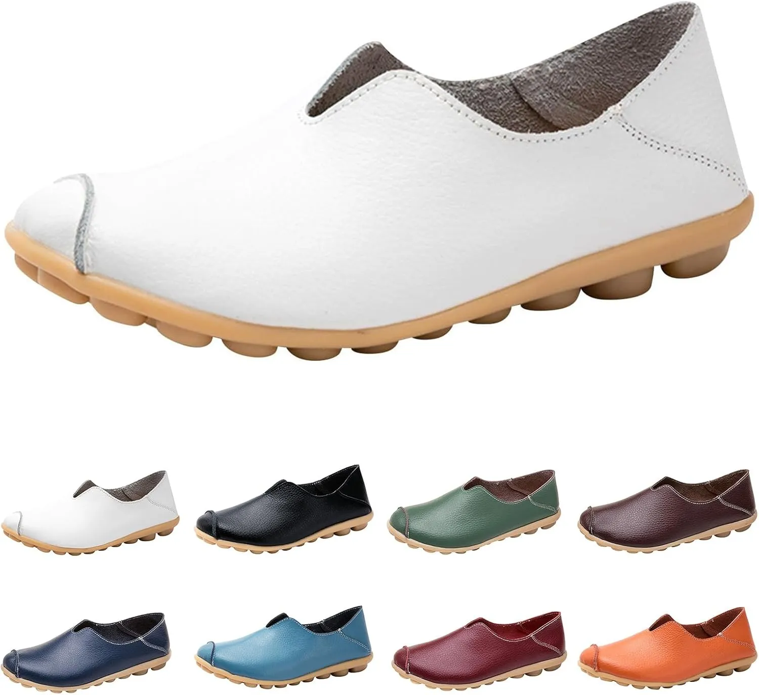 Flat Shoes for Women Comfortable Slip On Loafers Dressy Summer Closed Toe Flat Loafer Lightweight Comfort Walking Boat Shoe Fashion Casual Walking Nurse Shoes Non-Slip Loafer