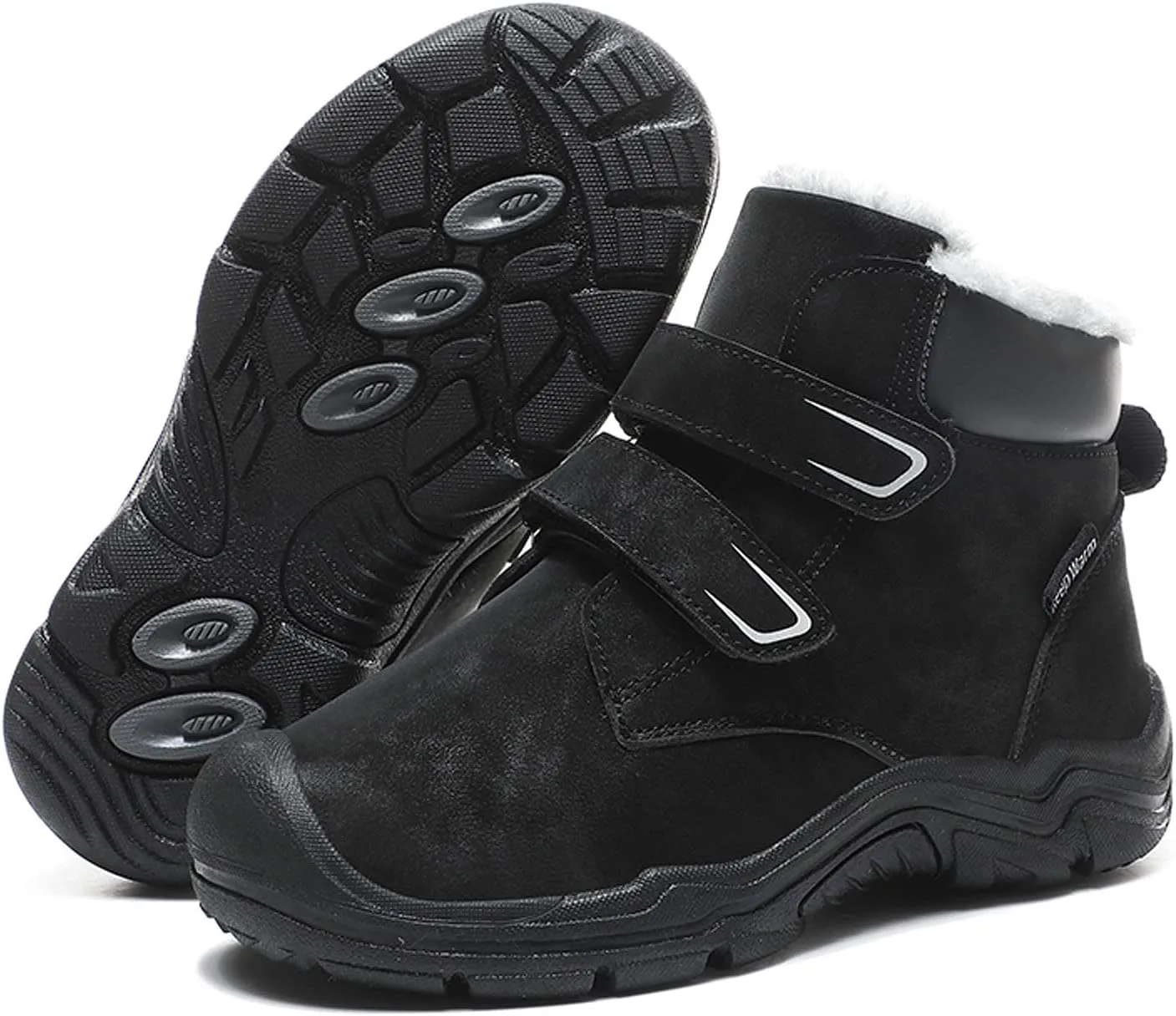 FLIOZY Kids Snow Boots Boys Girls Winter Warm Lined Hiking Walking Boots Outdoor Non-Slip Trekking Shoes Ankle Boots