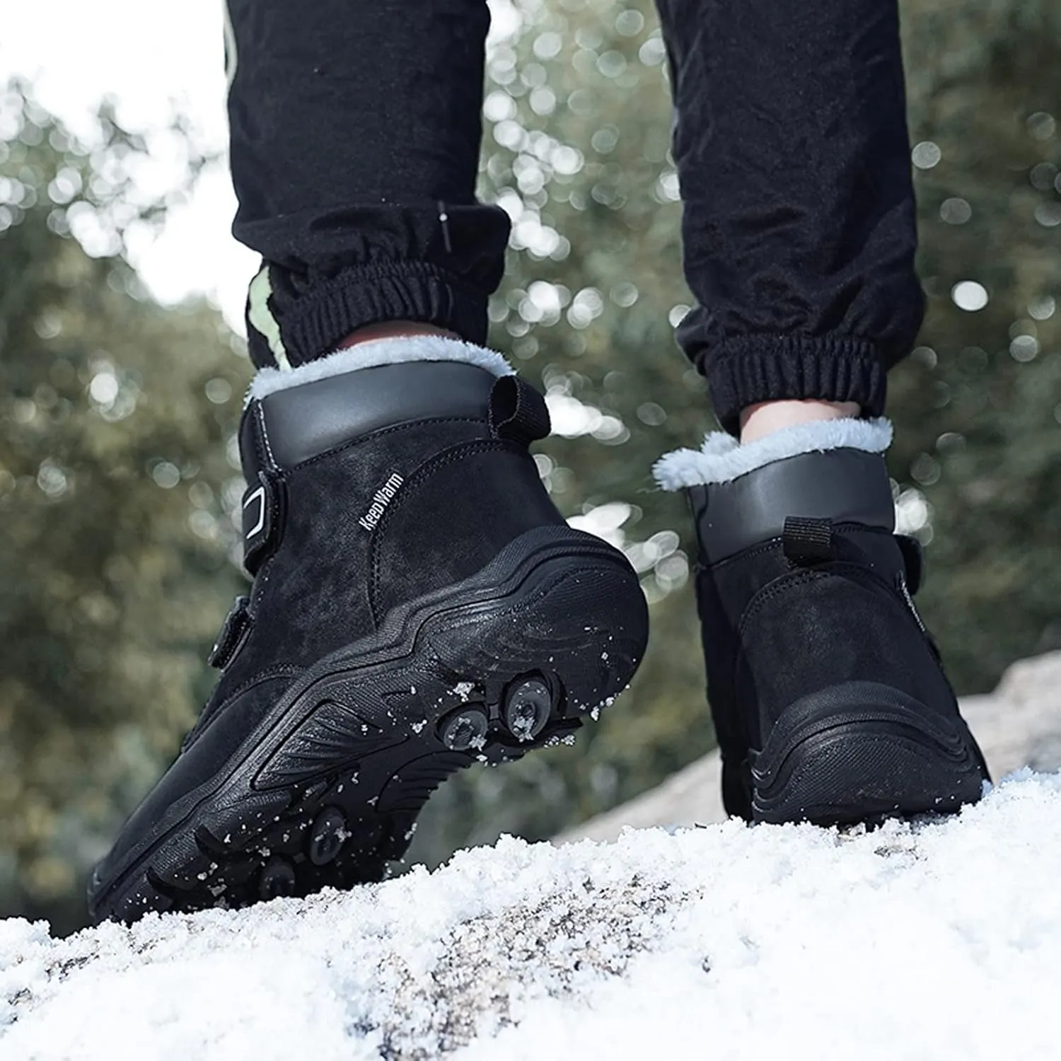 FLIOZY Kids Snow Boots Boys Girls Winter Warm Lined Hiking Walking Boots Outdoor Non-Slip Trekking Shoes Ankle Boots
