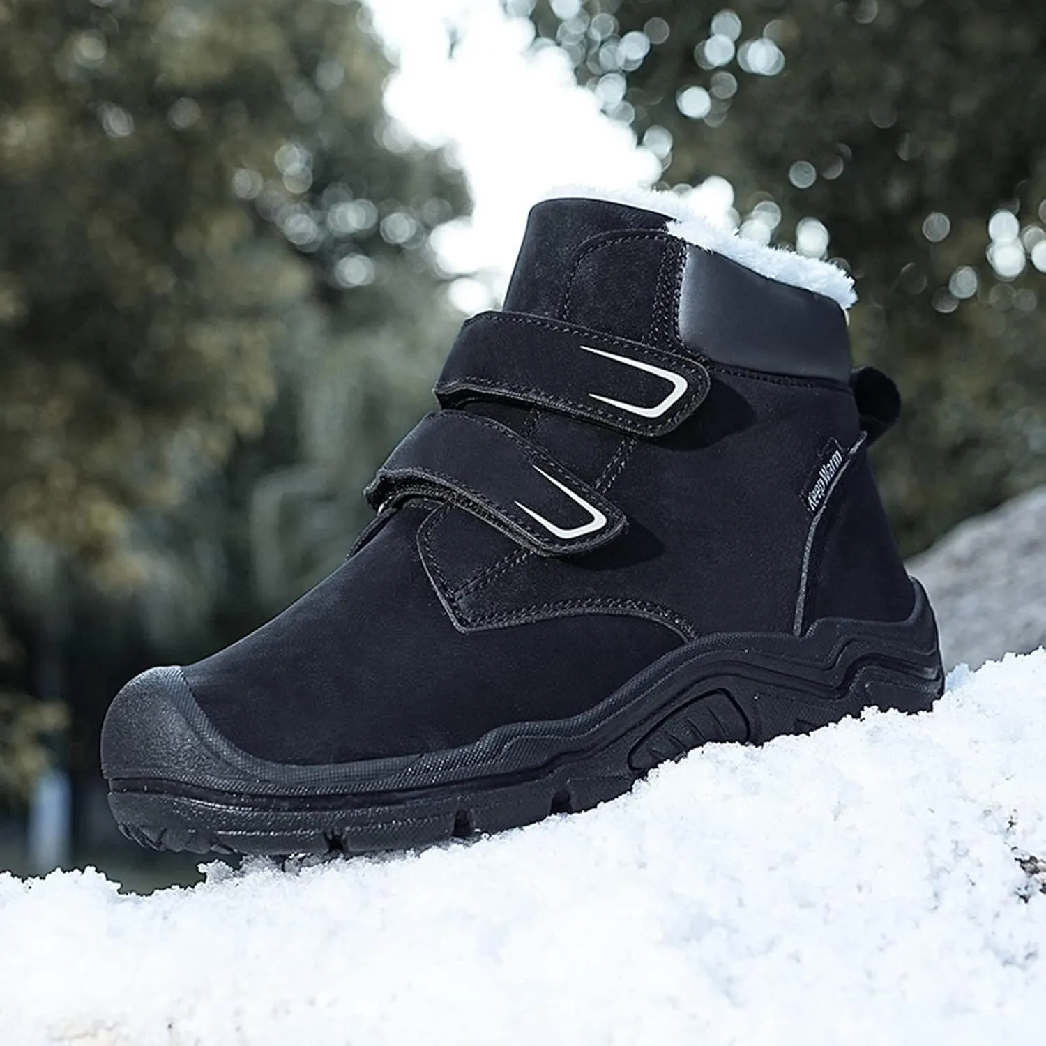 FLIOZY Kids Snow Boots Boys Girls Winter Warm Lined Hiking Walking Boots Outdoor Non-Slip Trekking Shoes Ankle Boots