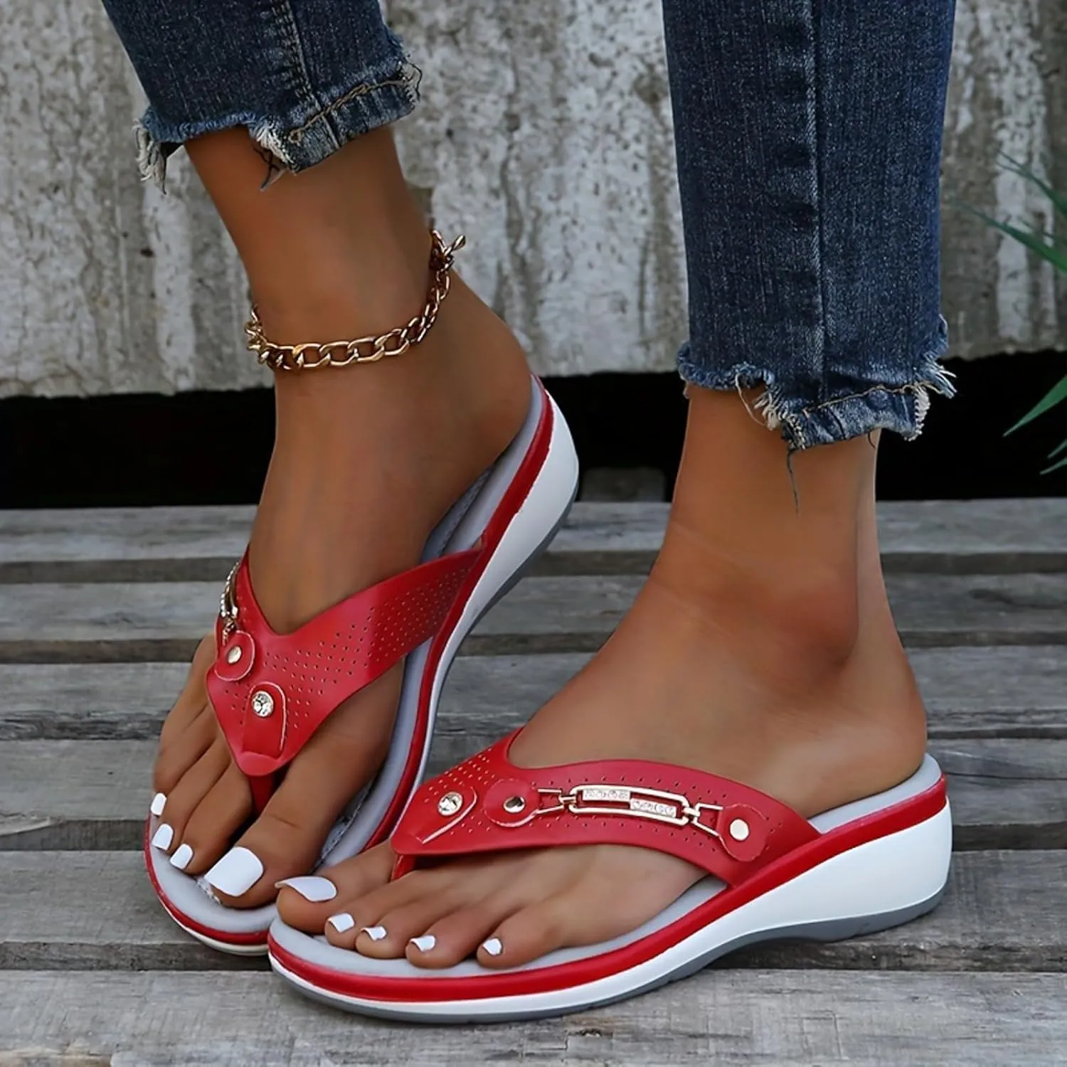 Flip Flops Women's Outer Wear Beach Sandals Summer Casual Large Size Women's Slippers Womens Bridal Sandals for Women