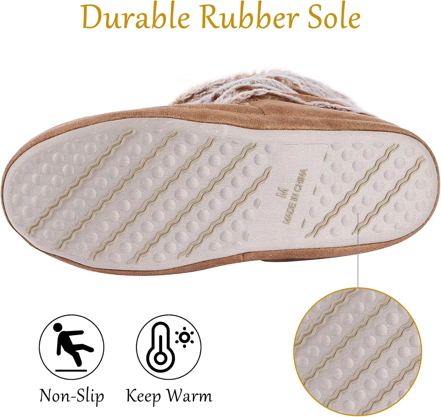 Fluffy Slippers for Women Cute Warm Indoor Bootie Slippers with Pompoms Non-slip House Home Boots