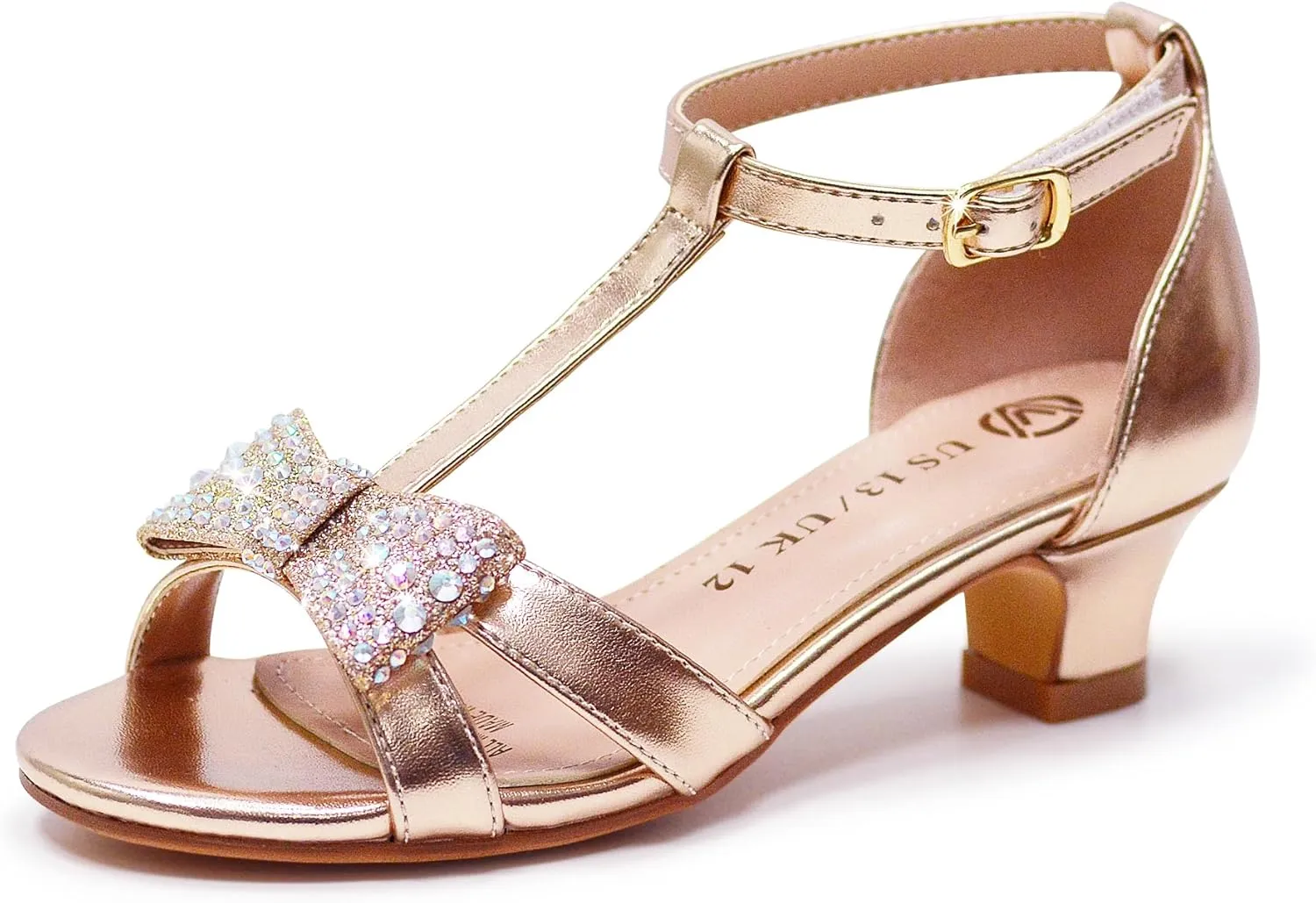 FLYFUPPY Girls Sandals Kids Strap Low Medium Heel Dress Open Toe Sandals