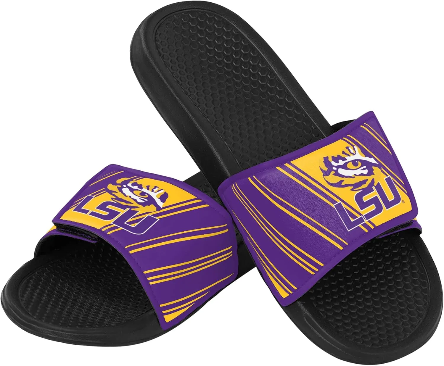 FOCO Men's NCAA College Team Logo Shower Sport Legacy Slide Flip Flop Sandals LSU Velcro Extra Large