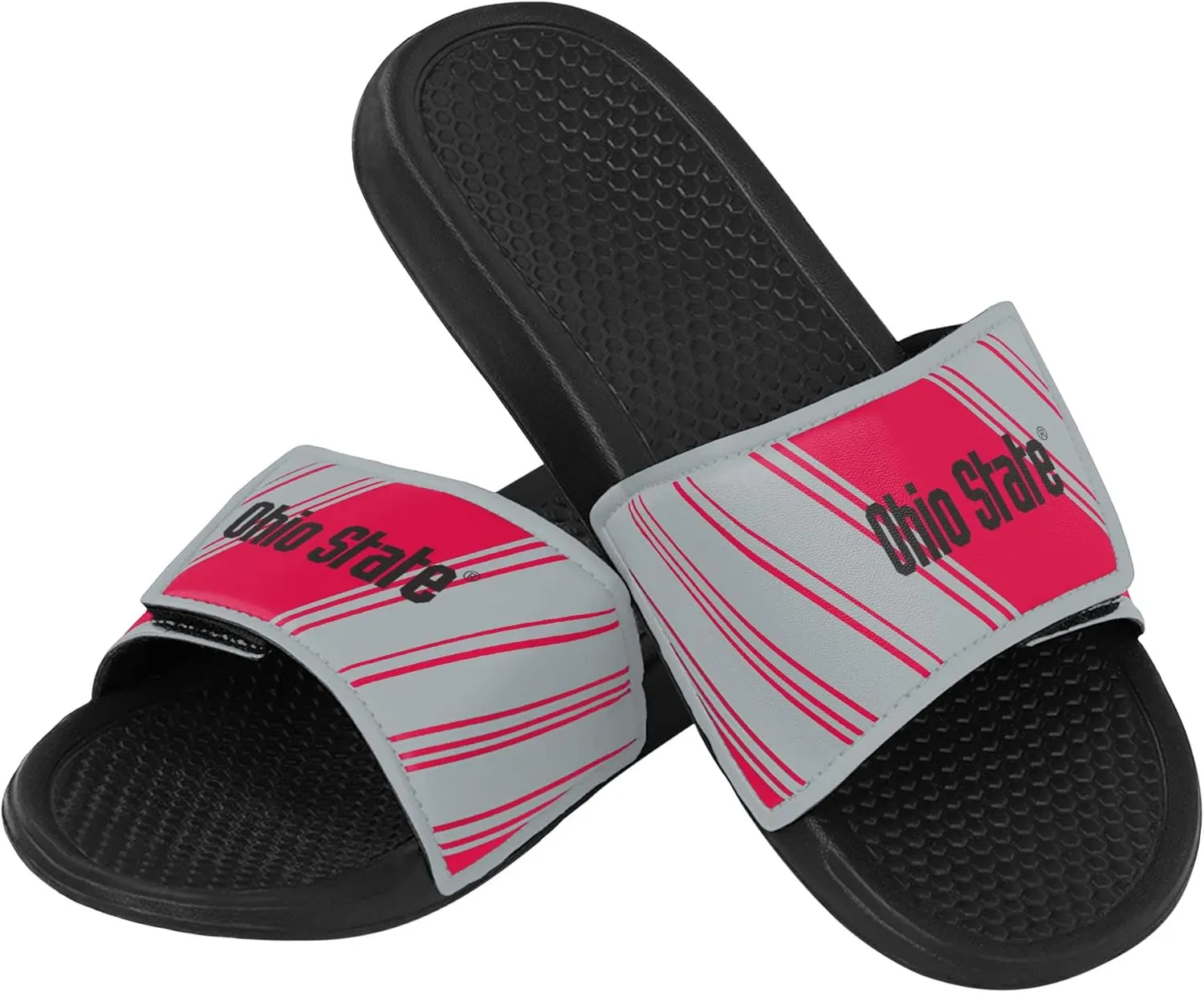 FOCO Men's NCAA College Team Logo Shower Sport Legacy Slide Flip Flop Sandals Ohio State Velcro Medium