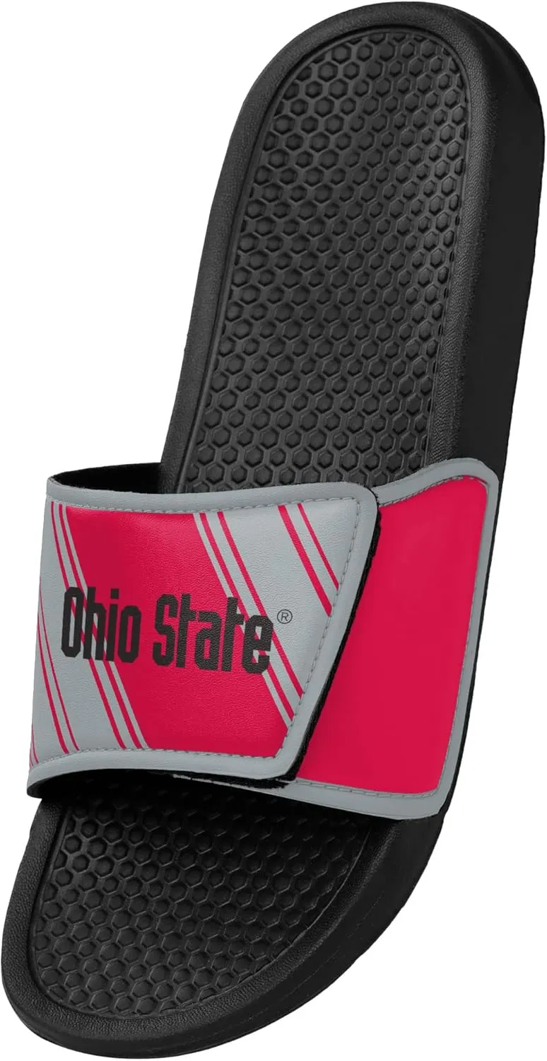 FOCO Men's NCAA College Team Logo Shower Sport Legacy Slide Flip Flop Sandals Ohio State Velcro Medium