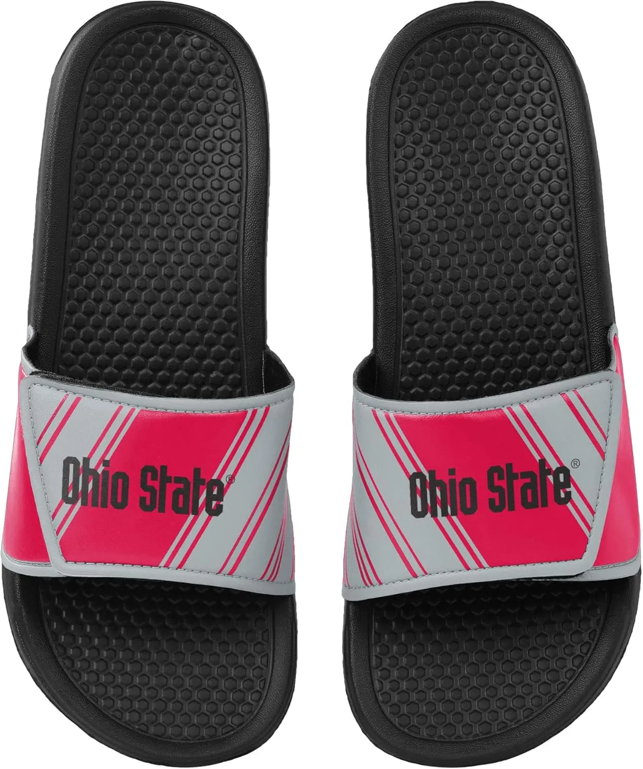 FOCO Men's NCAA College Team Logo Shower Sport Legacy Slide Flip Flop Sandals Ohio State Velcro Medium