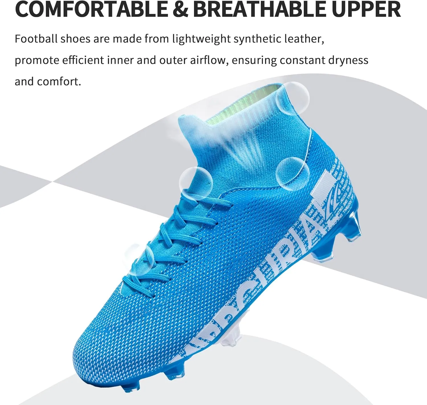 Football Cleats Men, Indoor Outdoor High Top Soccer Shoes Lightweight Shock Resistant Training Boots Breathable Professional Turf Shoes Sport Athletic Ground Football Boots FG Soccer Cleats for Men