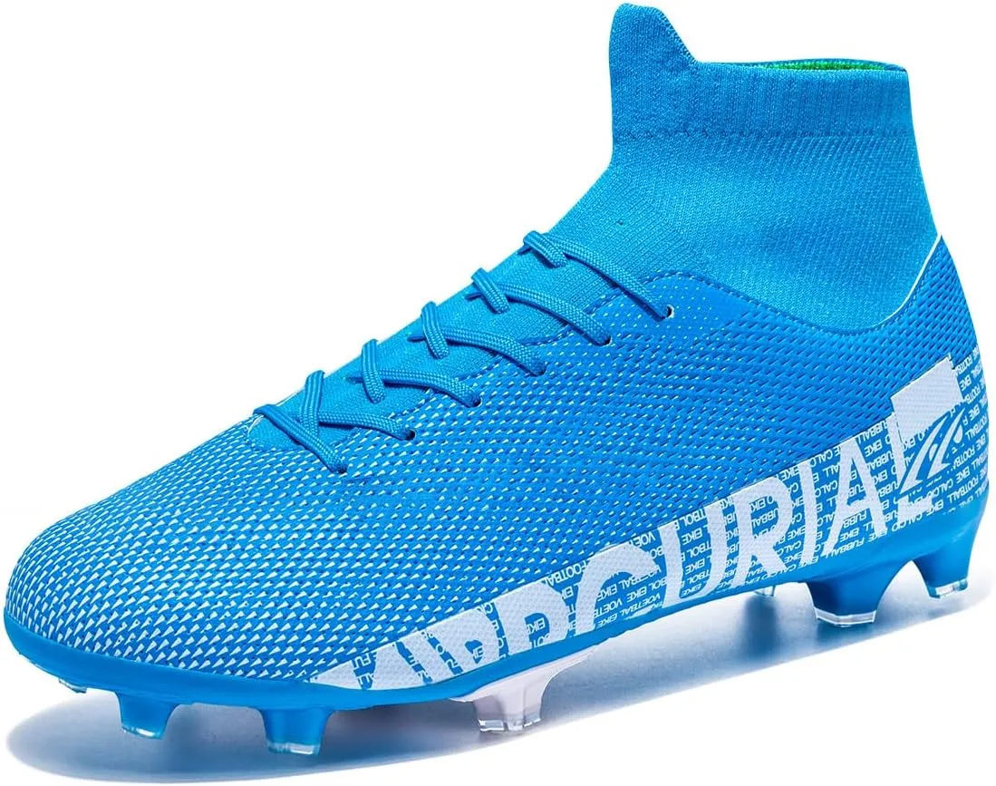 Football Cleats Men, Indoor Outdoor High Top Soccer Shoes Lightweight Shock Resistant Training Boots Breathable Professional Turf Shoes Sport Athletic Ground Football Boots FG Soccer Cleats for Men